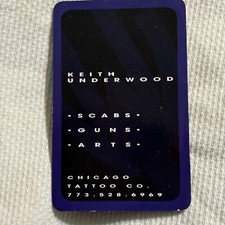 vintage Y2K KEITH UNDERWOOD Chicago Tattoo Artist SCABS GUNS ARTS Business Card