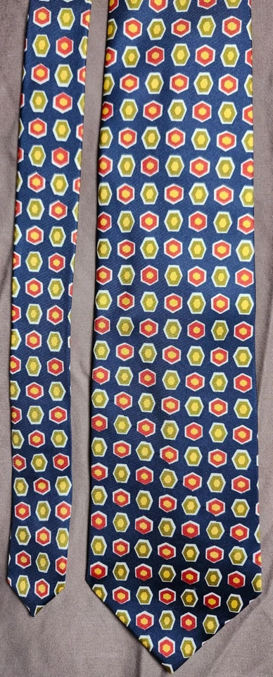 Set of 2 Saks Fifth Avenue Men's Ties Multicolor Geometric All Silk Made in USA - Image 4 of 4