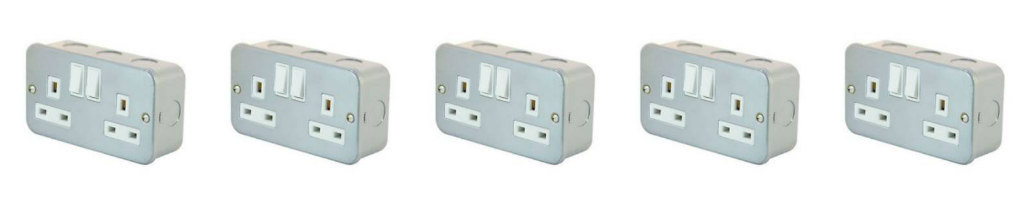 5 x Selectric LG9098MB Metalclad Switch Sockets 13 Amp - 2 Gang SP