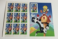 VTG 1997 USPS Warner Bros. LOONEY TUNES Stamps Sylvester  Tweety Bird 10 Stamps