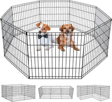24"/30"/36"/ 42"/ 48"/ Dog Playpen Crate 8 Panel Fence Pet PlayPen Exercise Cage
