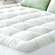 Mattress Topper Viscose Bamboo Pillow Top Mattress Pad Naturally Cooling Green