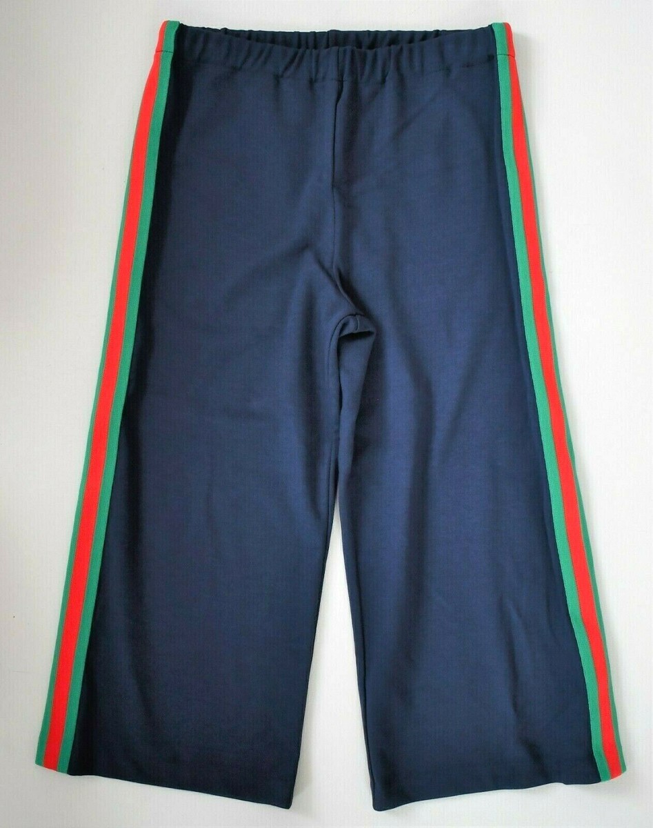 🆕️ Auth GUCCI KIDS WEB Stripe WIDE LEG Sweatpants Cropped Pants