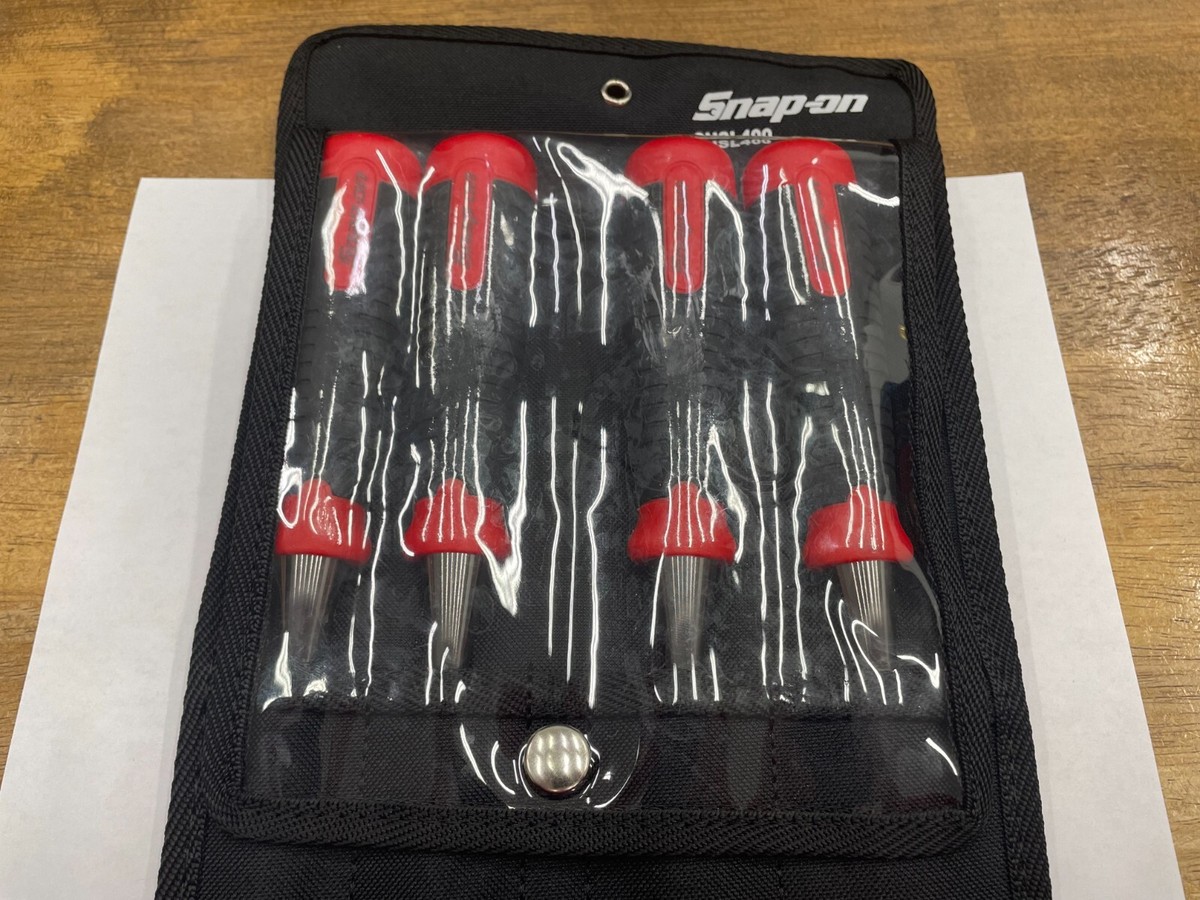 Snap-on Tools NEW RED 4pc Composite Handle Soft Grip Chisel Set