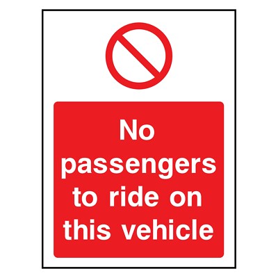 No Passengers to Ride This Vehicle Schild oder Aufkleber GENE0085