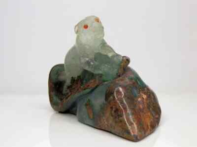 Vintage Handmade Serpentine Carved Sculpture Figurine, Multi Colored, 2.25'' x 3''