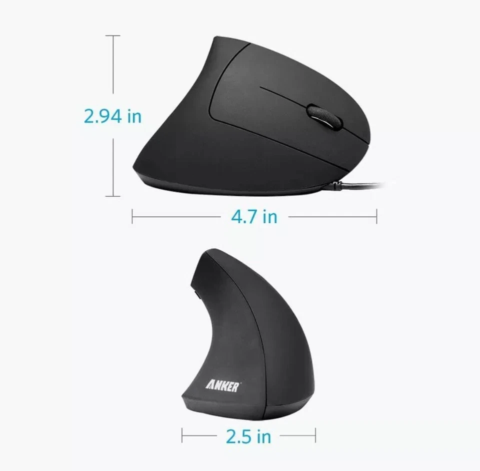 Anker Ergonomic Optical Vertical Mouse 1000/1600 DPI 5 Key Gaming Mice TM137G - Image 3 of 4