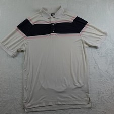 Footjoy Shirt Men Large Polo White Navy Pink Golf Performance Stretch