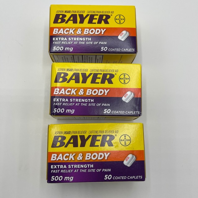 "Bayer Aspirin Pain Reliever, Extra Strength Back & Body Pain, 50Count