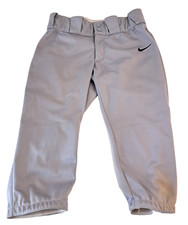 Nike Baseball Softball Pants Unisex M Light Gray Swoosh Logo 28 x 18