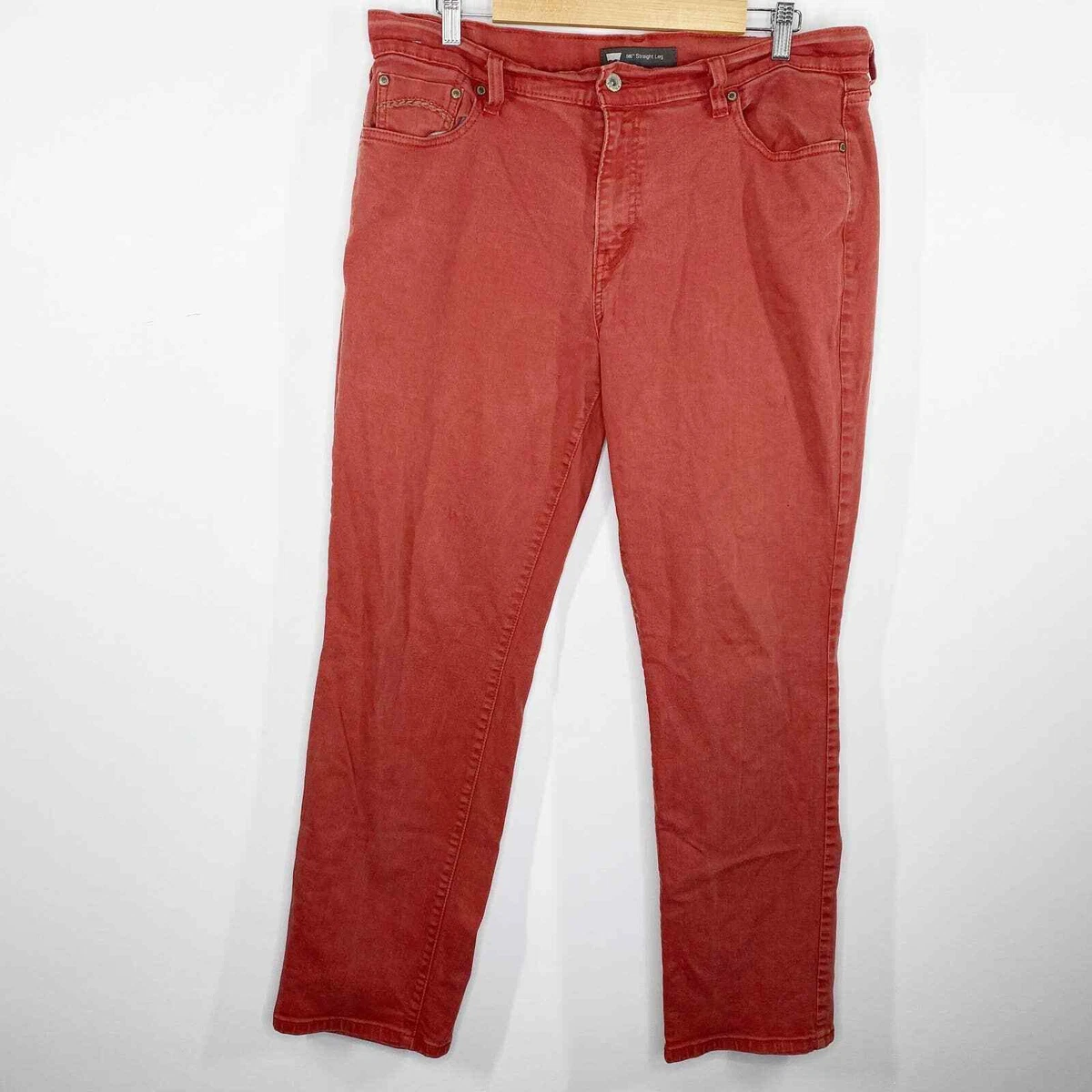 Levi s 505 Straight Leg Red Colored Denim Jeans Womens Size 37 eBay