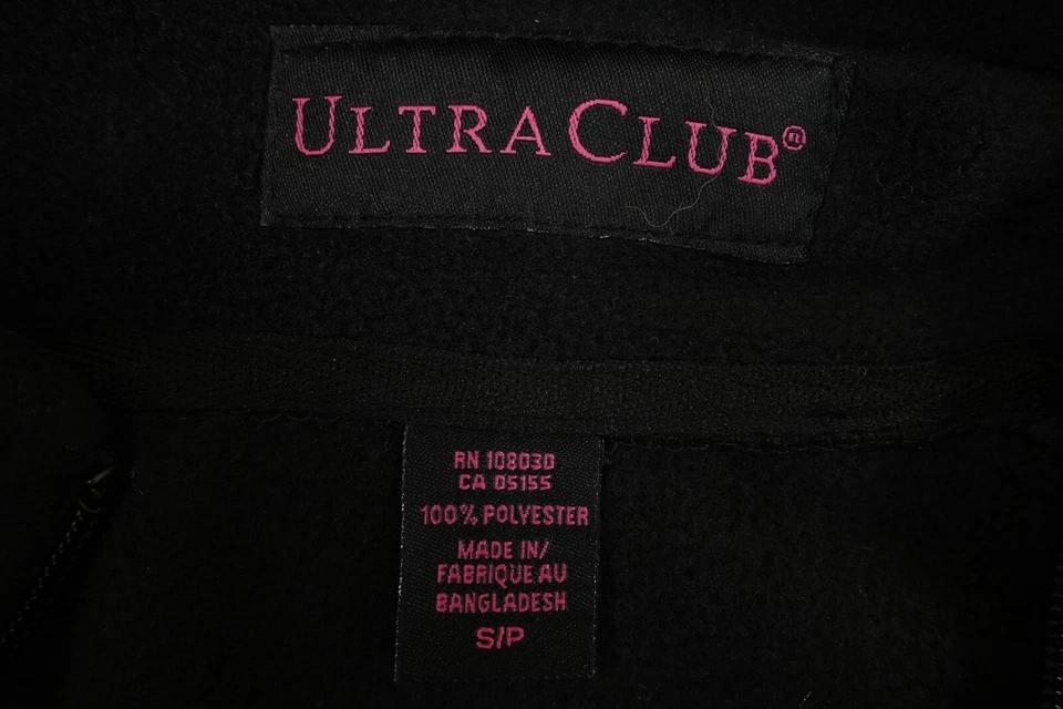 Ultra Club женщин размер маленький черный флис насмешливый шеи с карманами полный молнии куртка с Ярлыками - Изображение 2 из 4