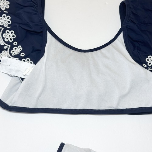 Janie and Jack Eyelet Ruffle 2-Piece Swimsuit Navy & White Girls 12 Nautical - Picture 6 of 8