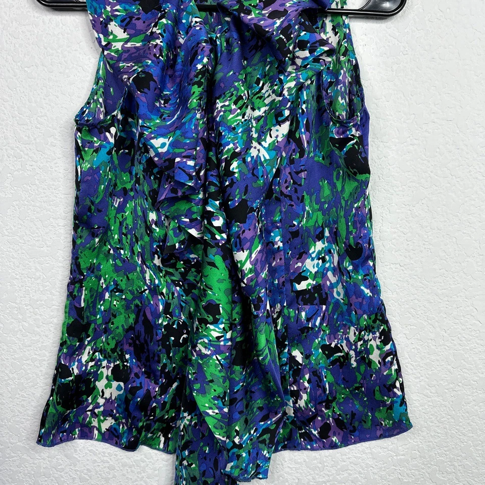 Camisa ETCETERA Mujer Talla 6 Seda Floral Volantes Sin Mangas Artística Boho Cachicho Foto 4 de 4