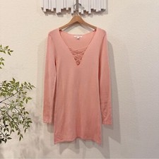 Honey Punch Here and Now Light Pink Knit Long Sleeve Bodycon Sweater Dress SizeM