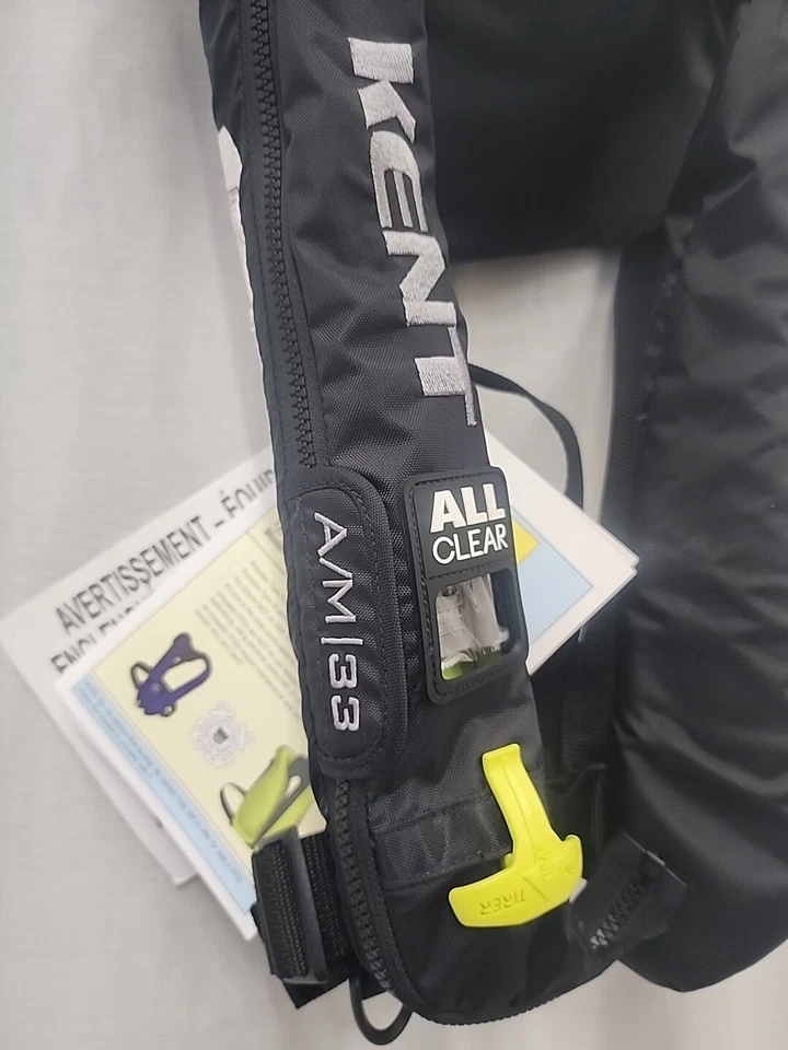 KENT A/M-33 Sheriff полностью прозрачный автоматический/ручной надувной спасательный жилет черный универсальный - Изображение 2 из 4