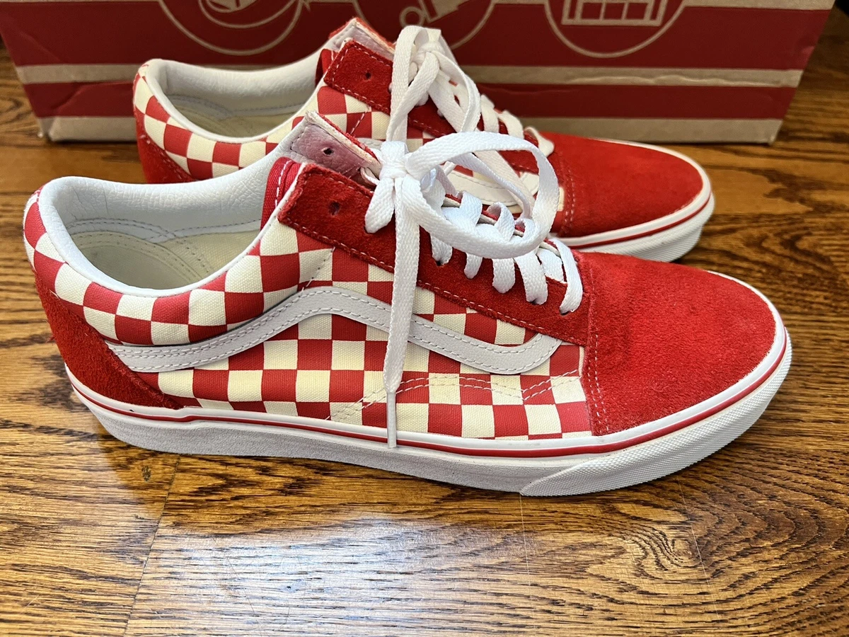 VANS Old Skool Red Checkered Canvas/Suede Lace Up Skate Shoes Mens Sz 10 |  eBay