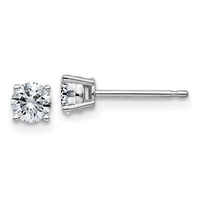 14k White Gold 1/2ct 4mm Round D E F Pure Light Moissanite Earrings