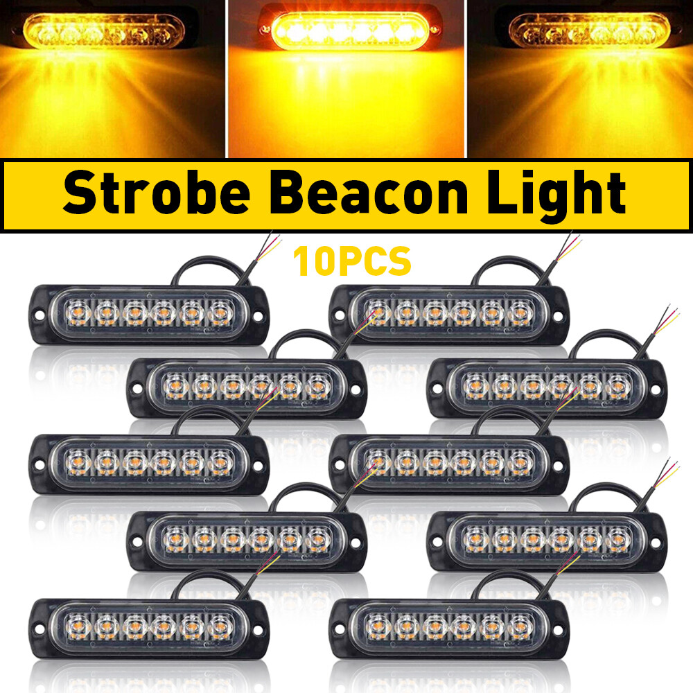 10X 6 Amber LED White Grill Side Marker Strobe Light Bar for Tow Trucks  