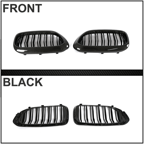für BMW G30 G38 F90 M5 Carbon Kühlergrill Doppelsteg Grill Nieren Glanz Schwarz - Picture 13 of 14