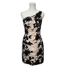 Flirt By Maggie Sottero Dress Womens 6 Black Nude Sequin One Shoulder Cocktail