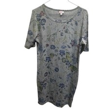 LulaRoe Carly Dress Gray Floral Easy Care Casual Size 2XL