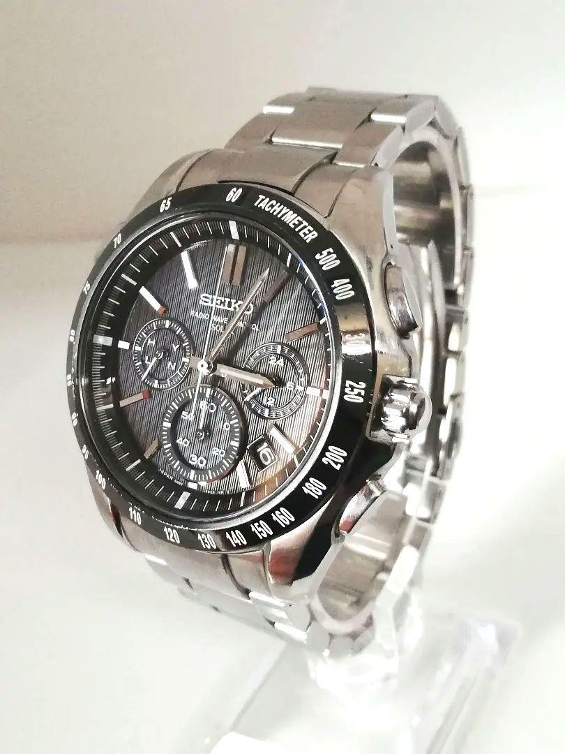 SEIKO Brights Chronograph 8B82-0AE0 Men's Quartz Round Black W45.5mm Japan Made