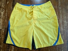 Nautica Competition Swim Trunks Board Shorts Mens 38W Yellow Blue Pool Beach