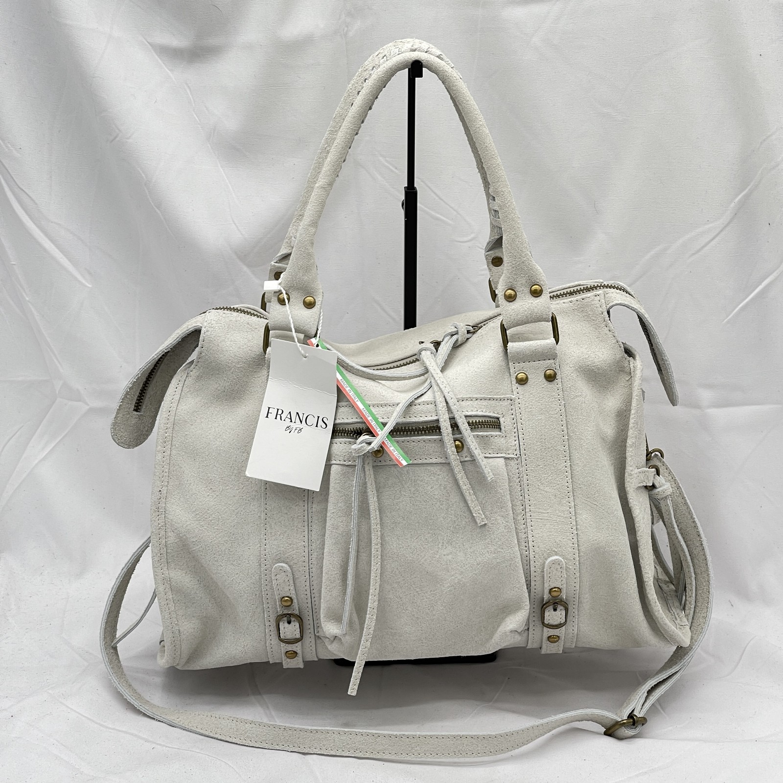 Francis By FB Womens It Girl Tote Bag Crossbody Leather Off White
