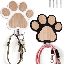 2-Pack Dog Leash Holder for Wall by the Door, Paw-Shaped Leash Hooks for Wall De