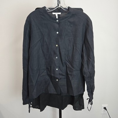 Rodier Paris Black 100% Linen 2 Piece Set Button Blouse & Skirt M Lagenlook