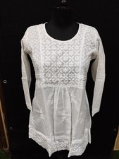 BEAUTIFUL S M L XL 2XL HANDMADE 100 COTTON TOP KURTA KURTI CHIKAN EMBROIDERY