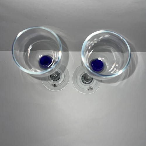 MCM *signiert* Dänisches mundgeblasenes Glas klar blau grau langstielig Likör Cordial - Bild 7 von 14