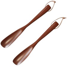 wooden shoe horn for women men kids seniors 2 Pack 11.8inch Portable reddish