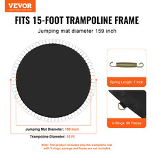 Replacement Trampoline Mat, Jumping Mat Fits 15ft Frame, Fit 7" Spring Length