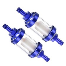 2pcs Universal Inline Petrol Fuel Gasoline Oil Filter with Brass Element Blue