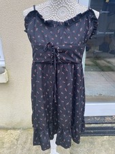 Pretty Little Thing  , Short Dress 16, Black With Small Red Flowers .