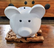 Ceramic White Piggy Bank Pig Animal Theme My First Piggy Bank Decorative Gift