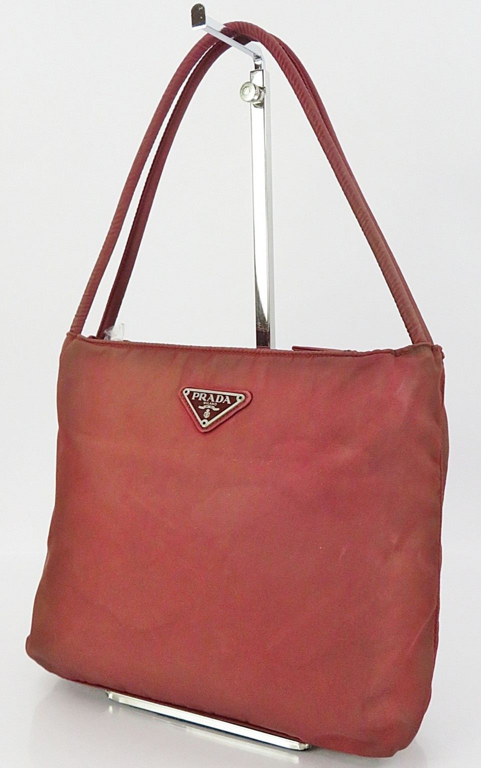 Authentic PRADA Red Nylon Tote Bag Purse #64228