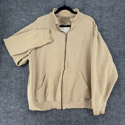Vintage L.L.Bean distressed full zip sweatshirt fleece lined mock neck grunge XL