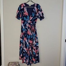 Umgee High Low True Wrap Midi Dress Sz M Beachy Vacation Event