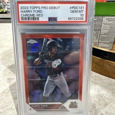 2023 HARRY FORD TOPPS PRO DEBUT TRUE RED REFRACTOR /5 PSA 10 GEM MINT MARINERS