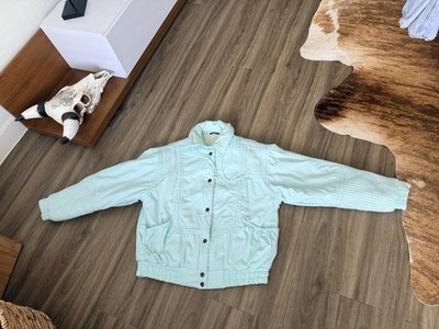 Vintage Izzi Jacket Women Medium Green Snap Button