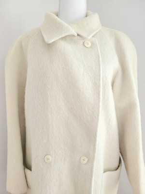 Vintage CACHAREL Long Wool Overcoat Ivory OffWhite 1970s Made in Italy