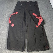 Vtg Illig Pants Black Baggy Wide Leg Skate Cyber Goth Y2K Rave Emo Punk Mens Xl