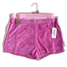 JUICY COUTURE Velour Sleep Shorts Set 2-Pack Women's SIZE LARGE Pink Bling NWT