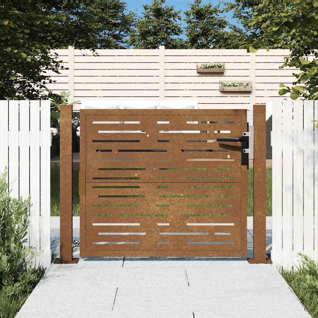 Cancello da Giardino 105x80m in Acciaio Corten Design Quadrato 2404729