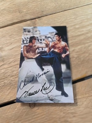 BRUCE LEE & CHUCK NORRIS - Repro Autograph - Approx 10x16 (1057)