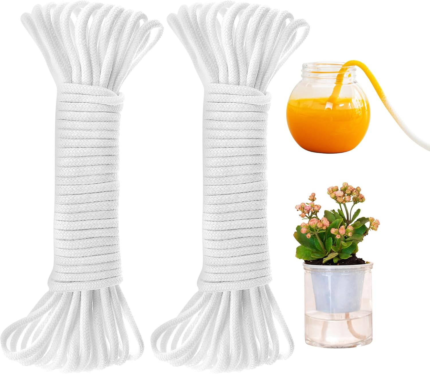 60 Feet Plants Self Watering Rope, Hydroponic Capillary Wick Cord for Vacation,