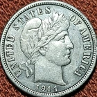 1914 Barber Dime 10C Silver Coin VF/XF 90% Silver Nice Coin